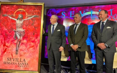 Presentación en Caja Rural del Sur del cartel de la Semana Santa de Sevilla 2026, obra de Antoine Cas